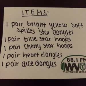 SIX pairs of earrings- star themed and dice dangle